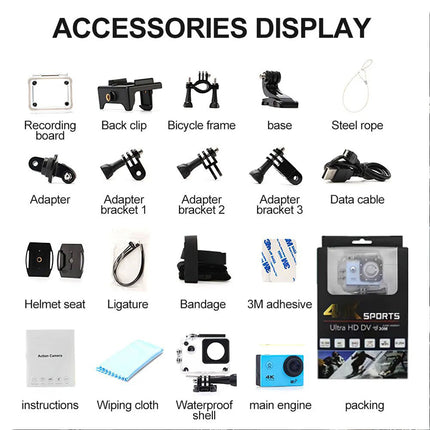 4K 2'' Ultra HD 1080P Sport WiFi 16MP Cam Action Camera DV Video Recorder Go Pro