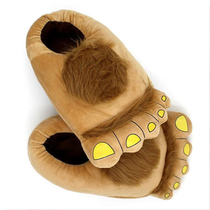 Light Brown Winter Furry Warm Slippers Funny Big Hairy Savage Hobbit Feet Plush Home Shoes