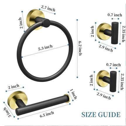 4Pcs Bathroom Hardware Set Towel Ring Hooks Paper Holder 304 Stainless Steel