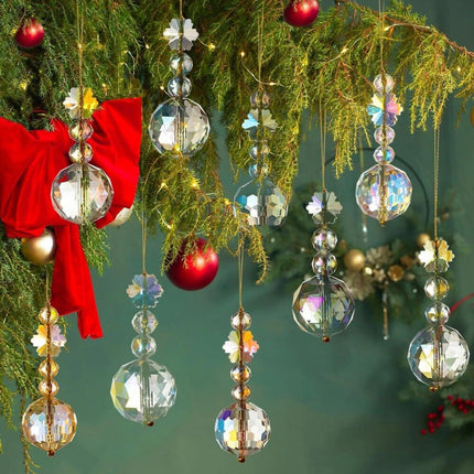 12Pcs Clear Crystal Glass Christmas Balls Ornament Suncatcher Hanging Decor