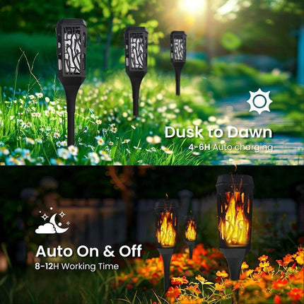 2 Packs Halloween Decoration Outdoor Solar Lights Torch Light Flickering Flame Pathway