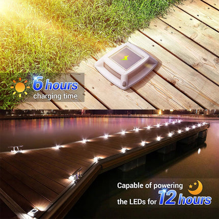 White-4PCS Solar Driveway Lights Deck Pathway Lights Dock LED Light Safety Light