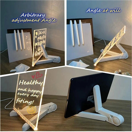 30*20CM LED Note Board With Colors Acrylic Dry Erase Board With Light