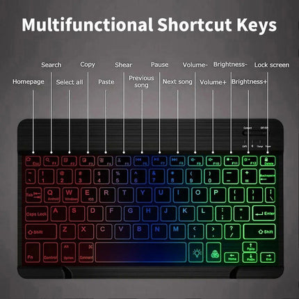 Black Bluetooth Wireless Keyboard Cordless Mouse Backlit Portable For Laptop Desktop