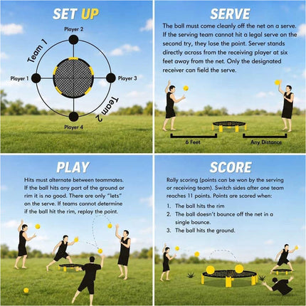 Roundnet Game Set with 3 Balls and Carry Bag Outdoor Beach Backyard Sports Game