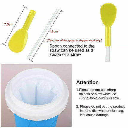 Blue Slushie Maker Cup Quick Freeze Magic Squeeze Cup Milkshake Cup Ice Cream Maker
