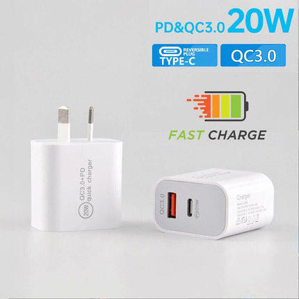 20W PD QC3.0 Fast Charger  Broad Compatibility for USB-C Devices