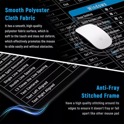 Large Size Mouse Pad Word/Excel/Power Point Shortcut Keys Desk Pad Mat Non Slip
