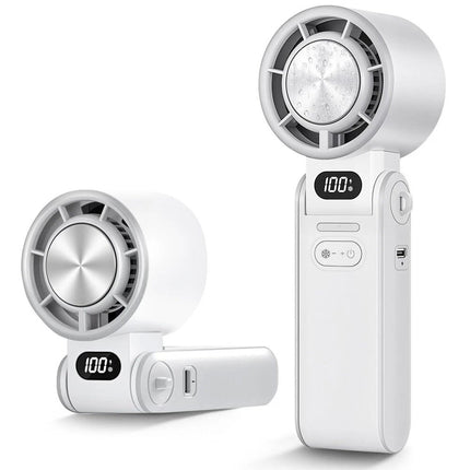 White Strong Wind Cooling Fan Portable Handheld Turbo Fan Speeds Neck Blower Mini