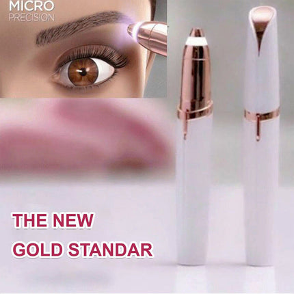 White Eyebrow Trimmer Electric Facial Hair Remover Finishing LED Rechargeable Light