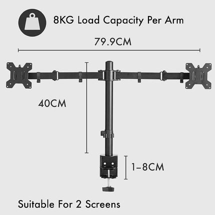 Monitor Arm Dual Desk Mount 32'' Displays Screen Bracket Computer Holder Stand