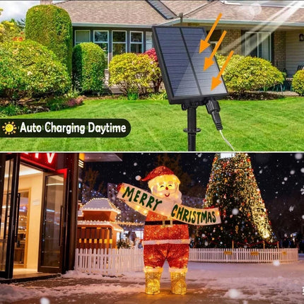 Christmas Decoration Santa with LED Lights Light up Solar Iron Frame Door Decor