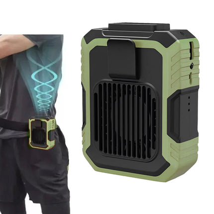 Green Portable Waist Clip USB Fan Hanging Cooling Power Bank Fans Travel Rechargeable