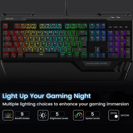 Mechanical Gaming Keyboard With 2 USB HUB Wired RGB Ergonomic Design LED PC MAC