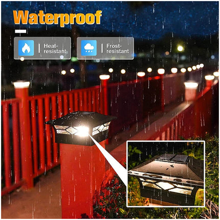 2x LED Solar Powered Deck Post Lights Garden Cap Square Landscape Fence Lamps