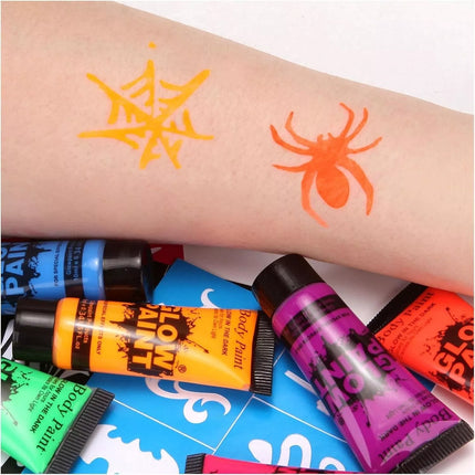 8pcs Fluorescent Face Paint Set Glow Art Neon Makeup for Adults Boys and Girls