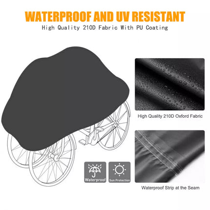 Heavy Duty 210D Waterproof Bicycle Bike Cover Outdoor Dust UV Rain Sun Protector