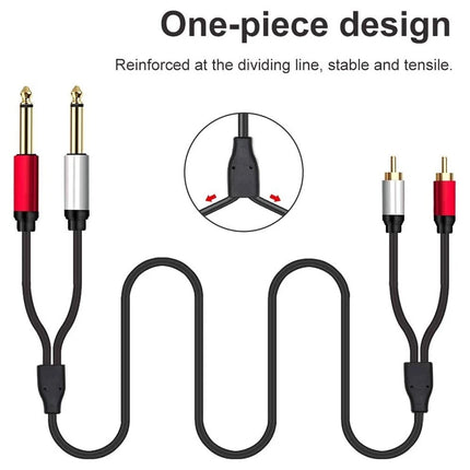 Dual 6.35mm 1/4 TS Mono Male to Dual 2 RCA Male Adapter Audio Cable