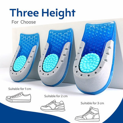 3cm Height Increase Insole TPE Silicone Gel Heighten Lift Half Shoes Pad Men Women