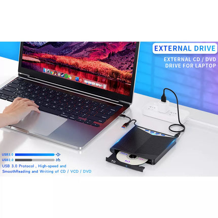 USB External CD RW DVD ROM Writer Burner Player Drive for Laptop PC Mac Windows