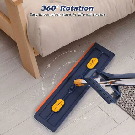 New Upgrade Style Large Flat Mop, 360°Rotating Magic Self Wringing Mop+2 Pads