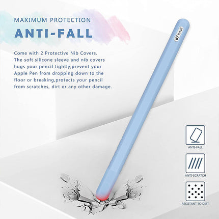 Silicone Rubber Cover Sleeve Grip Case For Apple iPad Pro Pencil 2nd Generation Blue