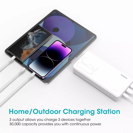 30000mAh USB C Power Bank, Fast Charge 18W Portable Charger Battery Pack