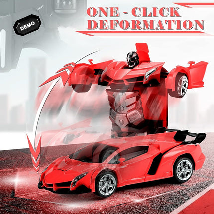 Red 1:18 Transformer RC Robot Car Remote Control For Kids Boys Toys 360° Rotating