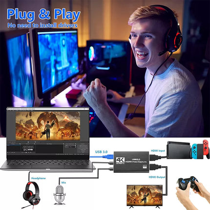 4K HDMI Capture Card for Streaming 60FPS USB 3.0 Game Audio Video Capture Card