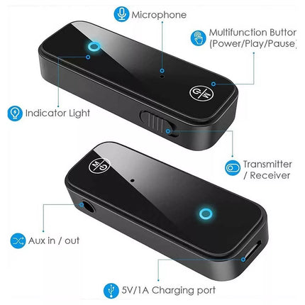 Bluetooth 5.1 Transmitter Receiver Audio Adapter AUX 3.5mm TV CAR PC Speaker AU