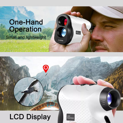 Golf Laser Range Finder Hunting Rangefinder Flagpole Distance Height Speed 500M White
