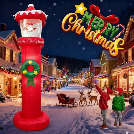 Christmas Inflatables Outdoor Decorations Magical Snow Blowing Door Lighthouse