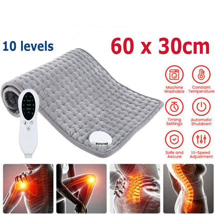 60cm Electric Heat Pad Adjustable Heating Mat Warmer Blanket Back Pain Relief