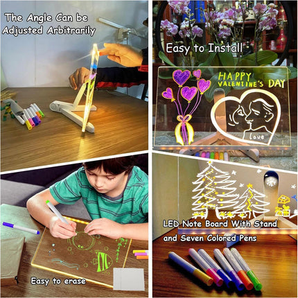 30*20CM LED Note Board With Colors Acrylic Dry Erase Board With Light