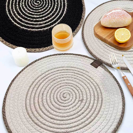 2X 25cm White Coaster Round Thread Hand Woven Coffee Wine Tea Mat Non-slip Placemat Kitchen Au