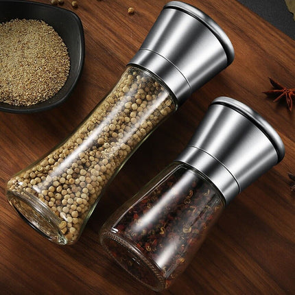 Small Stainless Steel Salt and Pepper Grinder Manual Ceramic Mills Glass Kitchen