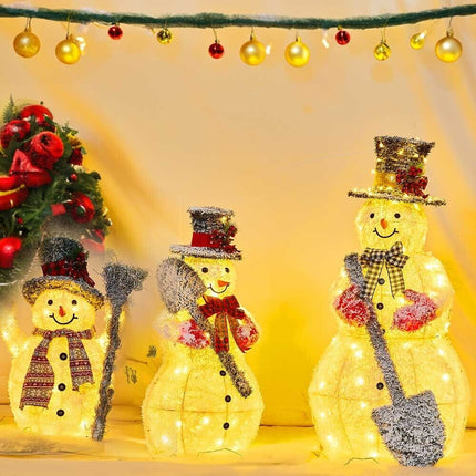 Snowman Metal Frame With Warm LED Light Christmas Decoration Lights Ornament