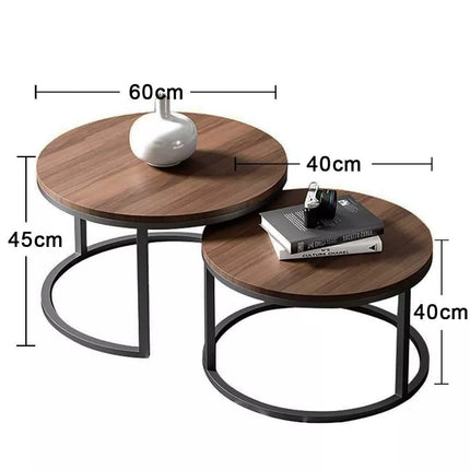 Set of 2 Round Wood Coffee Table Nesting Table End Sofa Bedside Side Furniture
