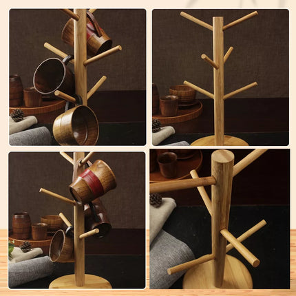 Wooden Tree Rack Mug Stand Coffee Tea Cup Holder Storage Rack Hanger HomeKitchen