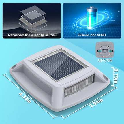 4X LED Solar Driveway Lights Outdoor Deck Step Pathway Road Dock  Light Yellow