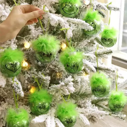 12PCS Grinch Christmas Baubles Christmas Tree Ornament Xmas Ball Party Decor