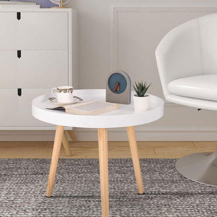 Large Round Side Table Wood Living Room Coffee End Table Bedside Decor Table