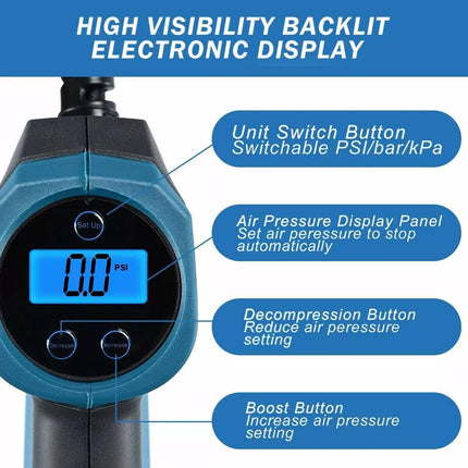 For Makita 18V Cordless Car Tyre Inflator Pump Air Compressor Battery Charger
