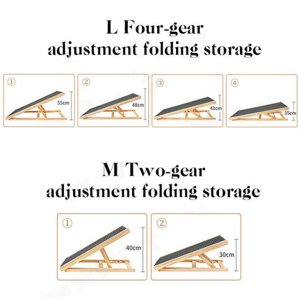 Wooden Foldable Dog Pet Ramp Adjustable Height Dogs Stairs for Bed Sofa Car