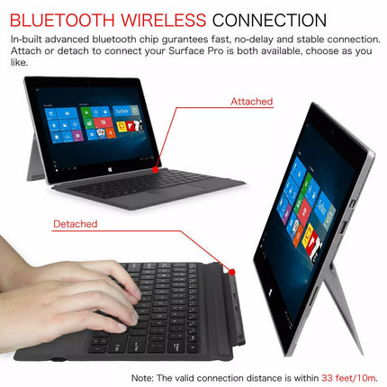 Bluetooth Keyboard Backlit Wireless Touchpad For Microsoft Surface Pro 3/4/5/6/7