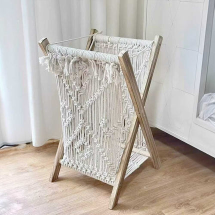 Folding Cotton Storage Rack Woven Magazine Shelves Baskets bookshelf Holder