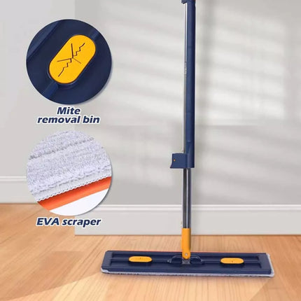 New Upgrade Style Large Flat Mop, 360°Rotating Magic Self Wringing Mop+2 Pads