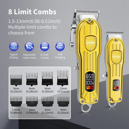 Battery Rechargeable Pro Hair Clipper Set Cordless Hair Trimmer With LED Display