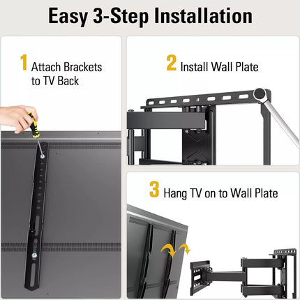Full Motion TV Wall Mount Bracket Swivel LED LCD 32 40 43 50 55 60 65 70 75 Inch