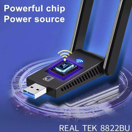 1300Mbps USB 3.0 Wireless WiFi Receiver Bluetooth Adapter 5GHz Dual Band Dongle